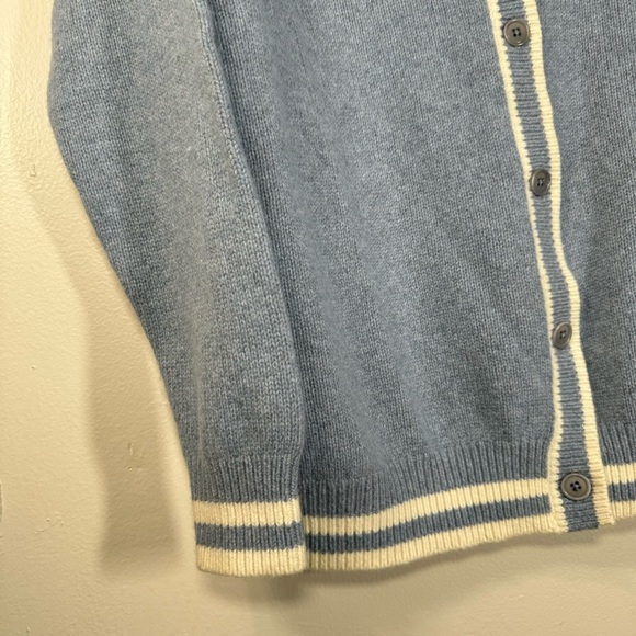 Aritzia Sunday Best Ellis Cardigan wool sweater blue white oversized Small prep - Picture 6 of 13
